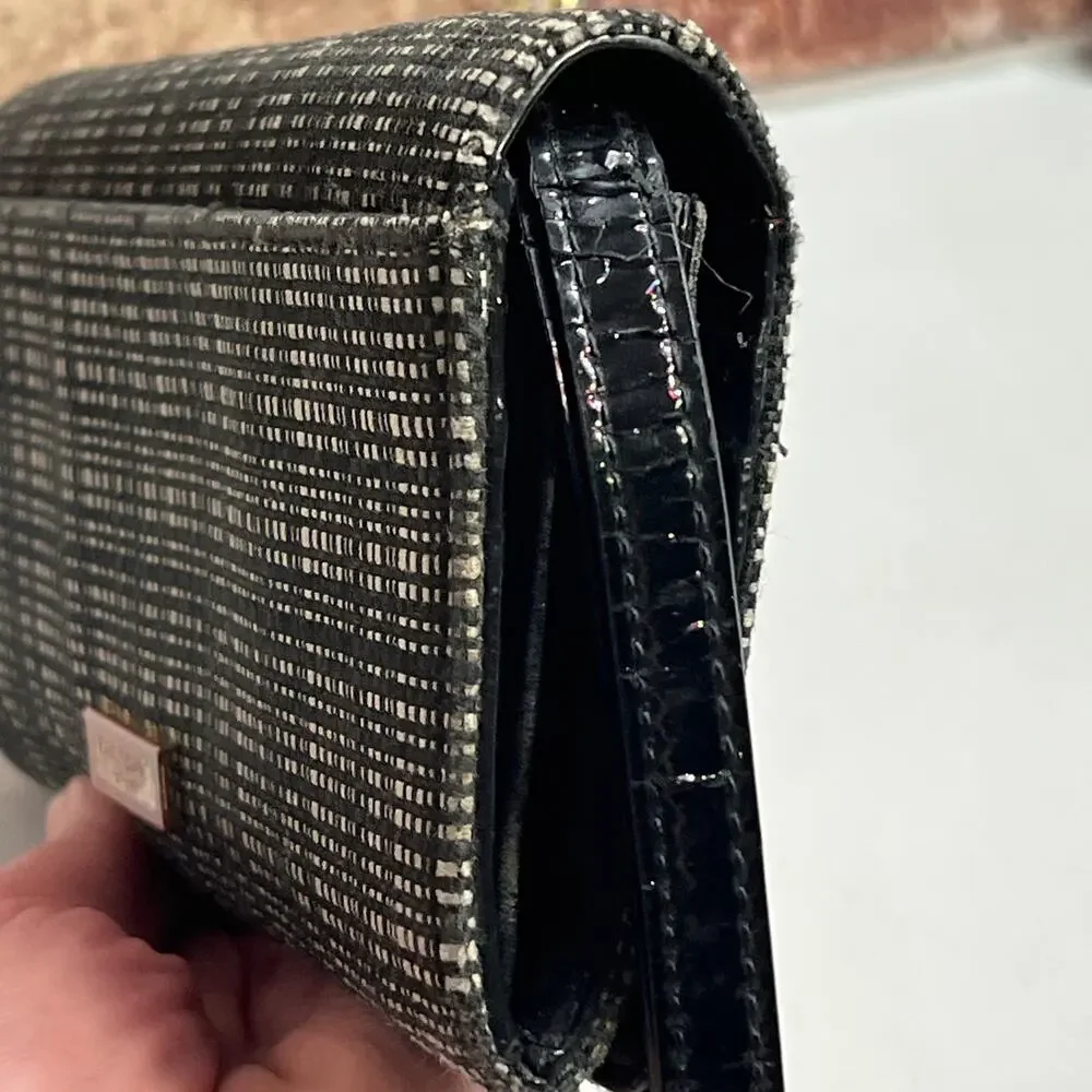 HTF Kate Spade Ruthie Park Mara Wallet Wristlet Black An Cream Black Patent Trim